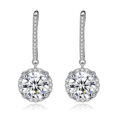 Ohrringe 4,0 kt Rundschliff Laborgefertigt Diamant Testpass VVS1/D/Ausgezeichnet 14 K Gold