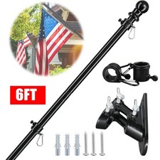 Tangle Free Spinning Flag Pole Aluminum 6FT Durable Rust Free Wind Resistant Kit