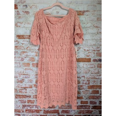 NWT Sharagano Lace Sheath Dress Womens 12 Rose Pink Cocktail $128 Romantic