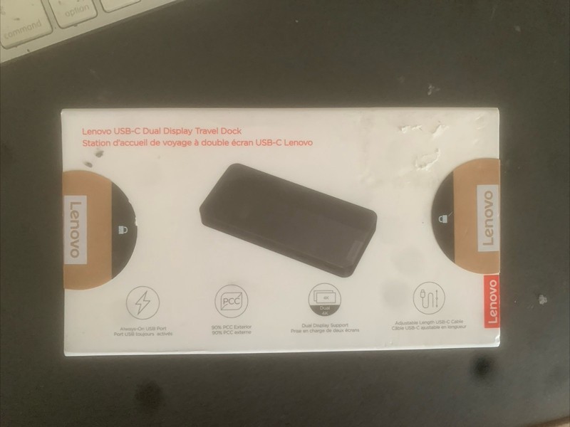 Lenovo Dual Display USB-C Dock, 4K Output, 7-in-1 Travel Hub – Black