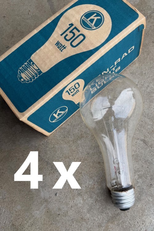 4-PK 150W A23 CLEAR Non-LED LIGHT BULB LAMP Made in USA! KenRad NEW 343715