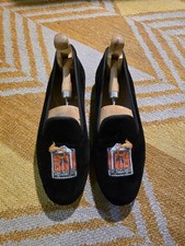 Men's Stubbs Wootton Black Old Fashioned Velvet Smoking Slippers Size 9