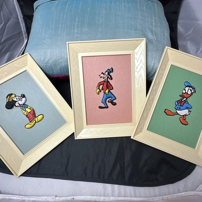 Walt Disney  2-D Picture Frame Hanging Wall Art  1960 s (3) Donald Mickey Goofy