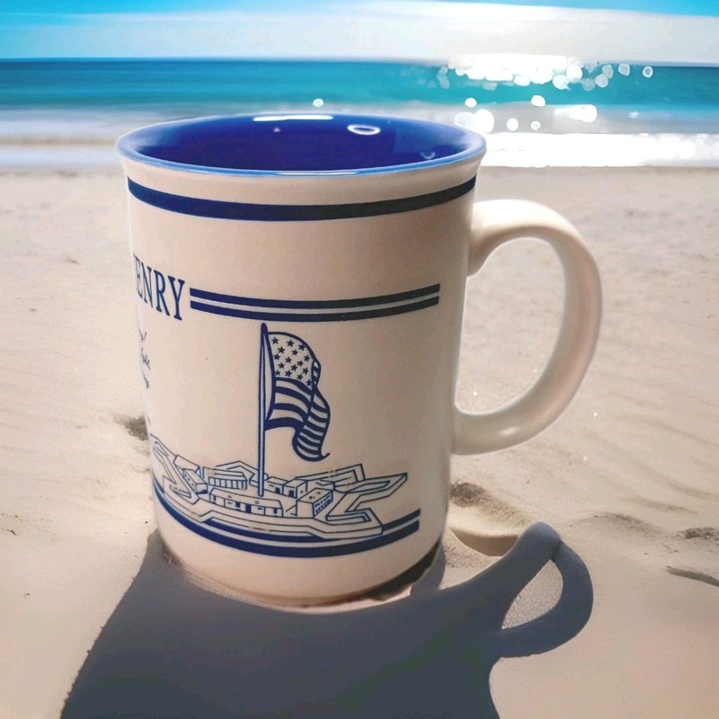Coffee Mug Patriotic Vintage Fort McHenry Mug, National Anthem Engraved