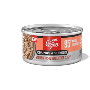 Image of ORIJEN Cat Wet Food CHUNKS & SHREDS - SALMON & CHICKEN ENTRÉE