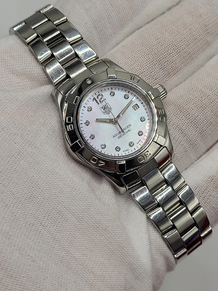 $3500 [Como Nuevo] Reloj Tag Heuer Aquaracer Diamante Esfera Rosa Mujer WAF141A 7.25" Foto 3 de 4