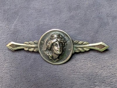 Antique 1920 3D Lady Liberty Repousse US Barber Dime Coin Silver Brooch Pin