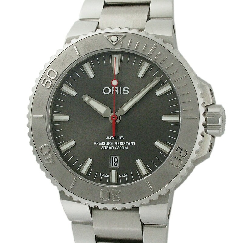 Oris Aquis Date Relief 01 733 7730 4153-07 8 24 05PEB Used SS Gray 43mm Watch