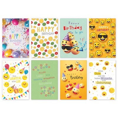 100-er Kasten Geburtstag Smileymotive 100 Karten mit Umschlägen Set Bundle UVP  