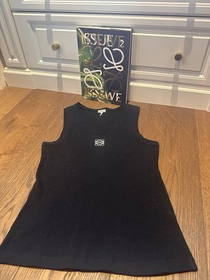 Authentic LOEWE Anagram Ribbed Tank Top Classic Black XL UK 14