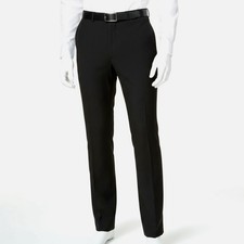 Kenneth Cole 37W 32L Men's Black Slim Fit Flat Front Suit Dress Pants