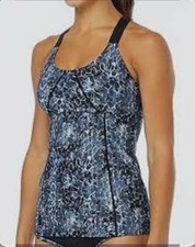 TYR Women Serpiente Black/grey Emma Tank Athletic Swim Size S NEW