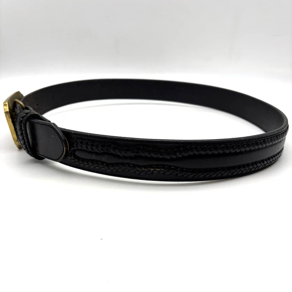 Cinturón El Paso De Norte Heritage 1977 hebilla de latón macizo negro cuero genuino 38 Foto 4 de 4