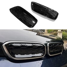 Front Kidney Grille Covers Gloss Black Silver ABS i3 2013-2021