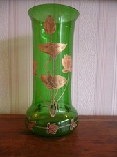 ART NOUVEAU - LEGRAS ? - VASE VERT DE 25 CM - POIDS 352 GRS - MARQUAGE 7