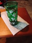 Vintage Anchor Hocking Glass WHITE LEAVES & GRAPES Forest Green Tumbler 15 Oz 6" — photo 2