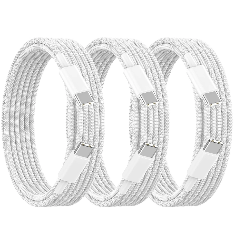 3 Pack 10FT OEM 60W USB-C to USB-C Cable PD Fast Charger Cord For iPhone 15 16 - Image 2 of 4