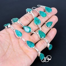 Zambian Emerald 925 Sterling Silver Pear Gemstone Handmade Jewelry Set AAB 919