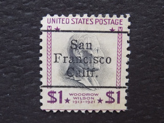 (1) USED precancelled stamp $1. WILSON W/A SAN FRANCISCO CALIF. PC 82126