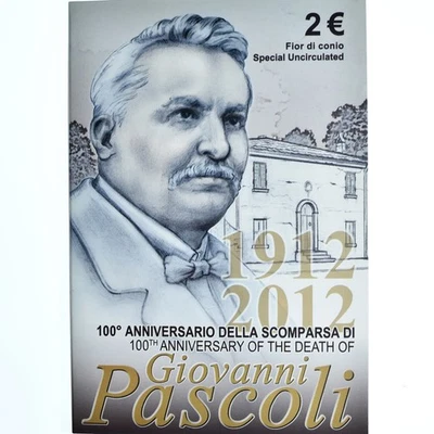 Italie, 2 Euro, Giovanni Pascoli, 2012, Rome, Special Unc., FDC, Bimétallique - Photo 1/2