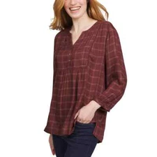 Wrangler Ladies' Plaid Bracelet Sleeves 3/4 Sleeve Blouse | A31