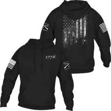 Grunt Style 1776 Flag Pullover Hoodie - Black