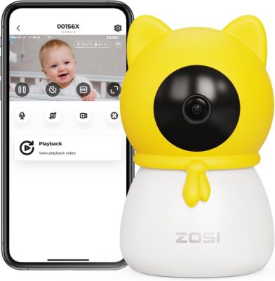 ZOSI C516 2.5K 4MP Smart Baby Monitor AI Detect PT WiFi Security Indoor Camera