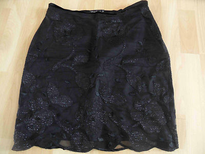 Vanilia elegant skirt with tulle glitter embroidery black size M NWOT  (ZC814)