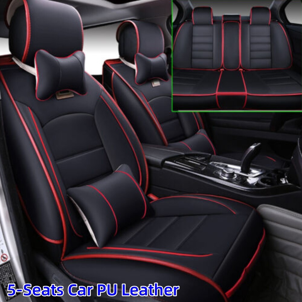 Luxury Universal 5-Seat PU Leather Car Seat Covers Full Set Front & Rear