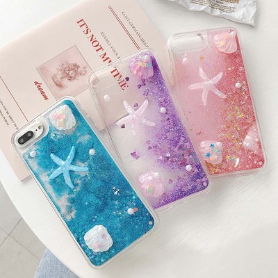 3D Seestern Handyhülle für Xiaomi Redmi Glitzer SchutzTasche Flüssig Bling Case