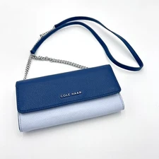 Cole Haan Navy & Lt Blue Grand Series Wallet w/Removable Sholder Strap
