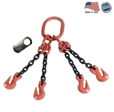 7/32" G100 Chain Sling 4-Leg Cradle Clevis Grab Hook QOG Made in USA