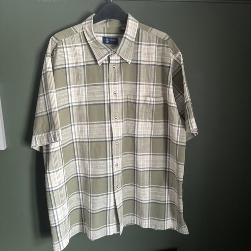 Men’s Izod Shirt Size XL, Green, Blue, White & Beige Check Short Sleeved - Picture 11 of 11