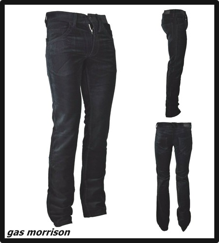 Gas Pantaloni jeans da uomo neri slim fit gamba dritta dritti vita bassa  w29 w30 | eBay