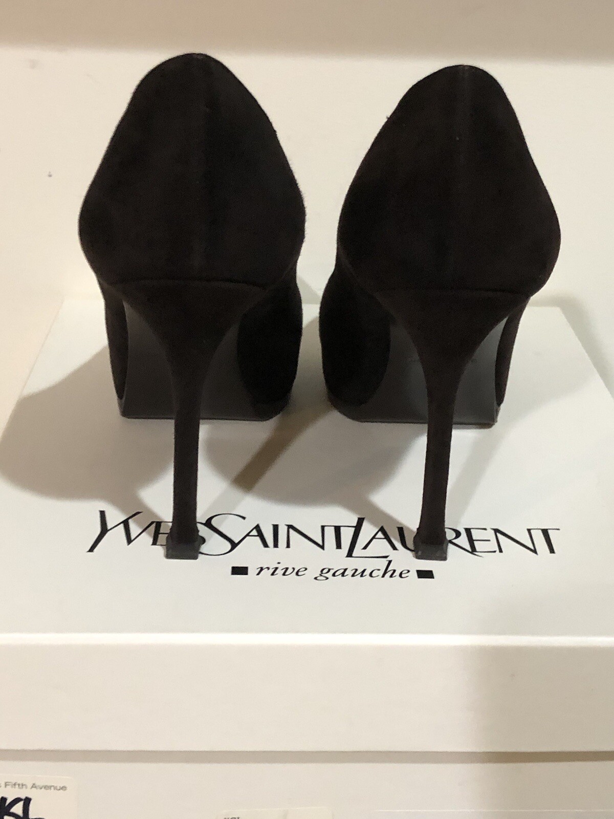 Scarpe decolte Saint Laurent Tribute 2 marrone cioccolato scamosciato plateau 80 mm taglia 37 5