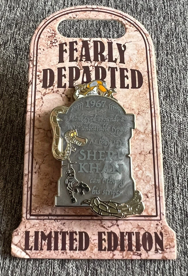 DISNEY FEARLY DEPARTED SHERE KHAN TOMBSTONE with KAA LIMITED EDITION PIN