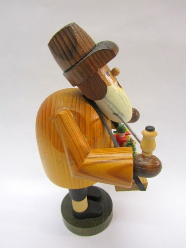 Erzgebirge KWO Räuchermann Räuchermännchen Spielzeughändler Bauchladen Holz 19cm - Bild 8 von 13