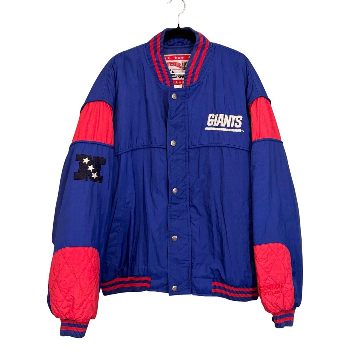 Vintage 90s Nutmeg Bomber Jacket Men L Blue Red Full Zip Giants