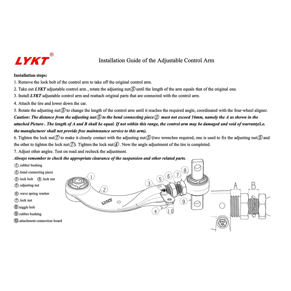 LYKT 2pcs Alignment Rear Camber Adjustable Arms Ford Edge11-14、Lincoln MKX - Image 2 of 4