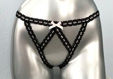 Victoria's Secret Cheeky Panty Dream Angels Ribbon Lace Open Cheekini M L XL