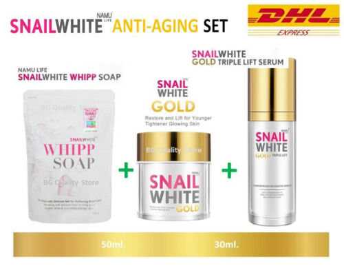 Triple Lift Serum Snail White Gold Whipp Bar Soap AntiAging Firm Young Skin 1Set - Picture 1 of 12
