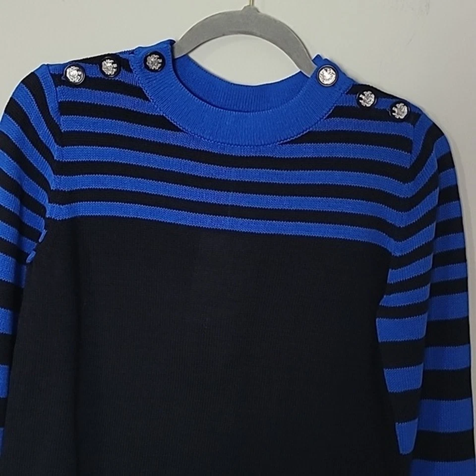 NWT Per Se Per Cruiser stripped crewneck sweater Black Sz XS - Image 4 of 4