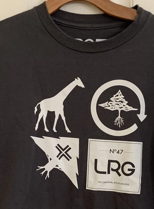 LIFTED RESEARCH GROUP LRG Giraffe Tree Logo Shield Men s Gray T Shirt Size M