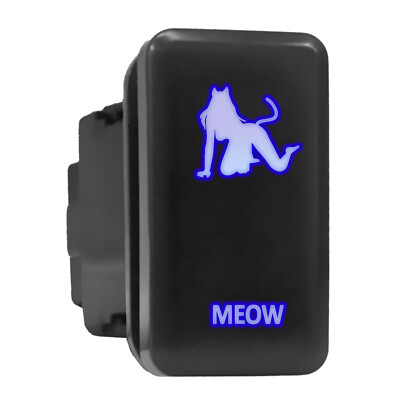 MEOW Blue LED Backlit Switch Tall Push Button 1.54''x 0.83'' (Fit: Toyota)