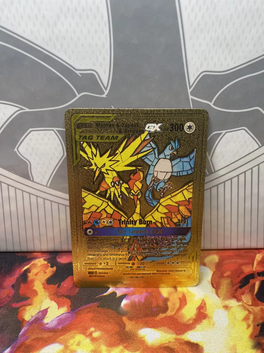 Zapdos GX Full Art Gold Metal Pokemon Card