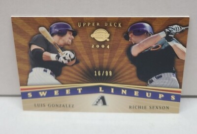 LUIS GONZALEZ / RICHIE SEXSON 2004 Sweet Spot WOOD Parallel /99 ~ DIAMONDBACKS