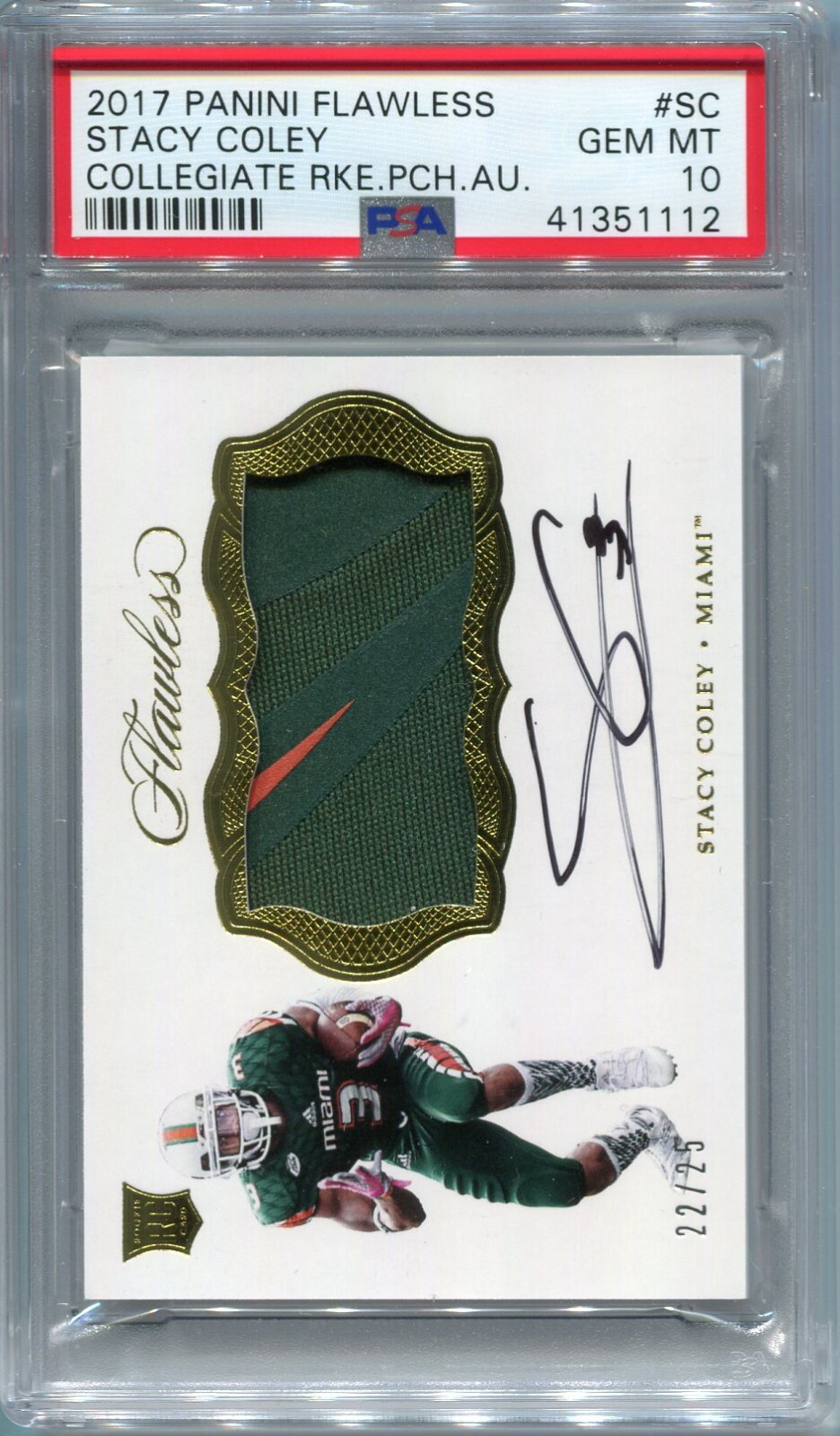 Stacy Coley Panini Flawless Collegiate Rookie Patch Autograph #SC Base