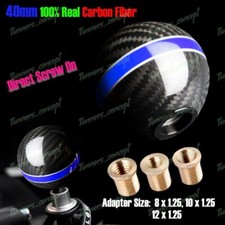Universal Real Carbon Fiber Ball Manual MT Gear Shift Shifter Knob W/Blue Stripe