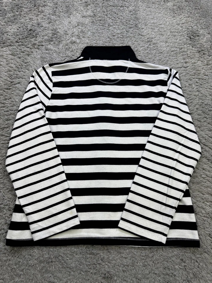 Onque Casuals Jacket Women XL Black White Striped Fleece Full Zip Mock Neck - Image 2 of 4