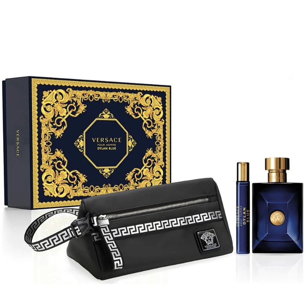 Versace Pour Homme Dylan Blue for Men 3 Piece Set Includes: 3.4 oz Eau de  Toilette Spray + 0.3 oz Eau de Toilette Travel Spray + Black Trousse